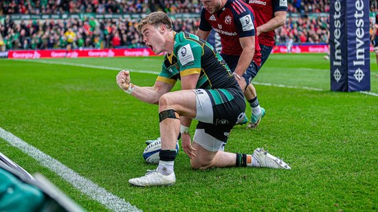 Tommy Freeman of Northampton Saints against Munster.