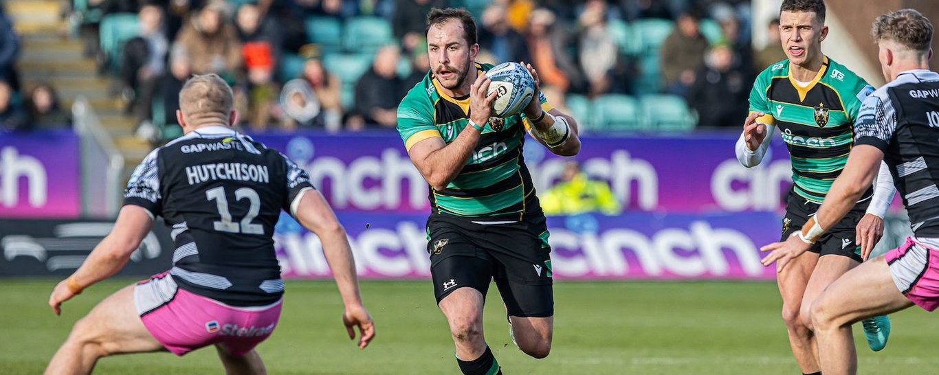 Burger Odendaal of Northampton Saints against Newcastle Falcons.