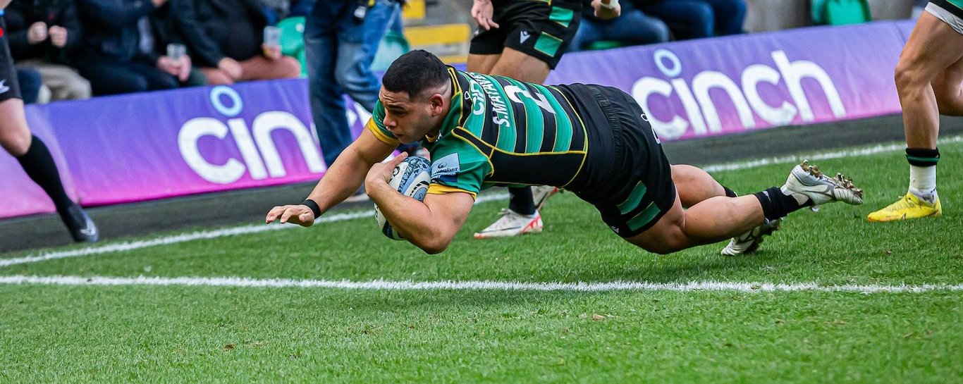 Sam Matavesi of Northampton Saints against Newcastle Falcons.