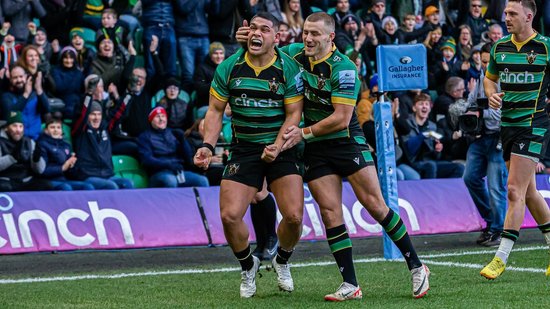 Sam Matavesi of Northampton Saints against Newcastle Falcons.