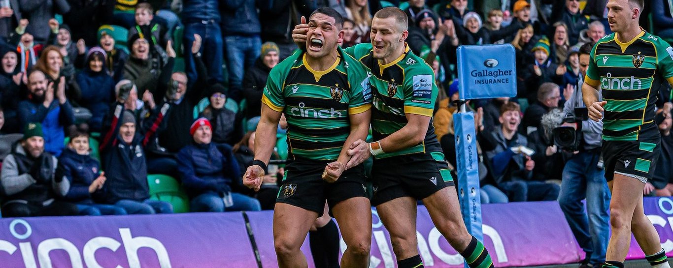 Sam Matavesi of Northampton Saints against Newcastle Falcons.
