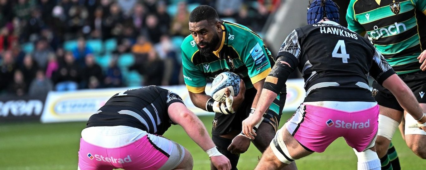Temo Mayanavanua of Northampton Saints against Newcastle Falcons.