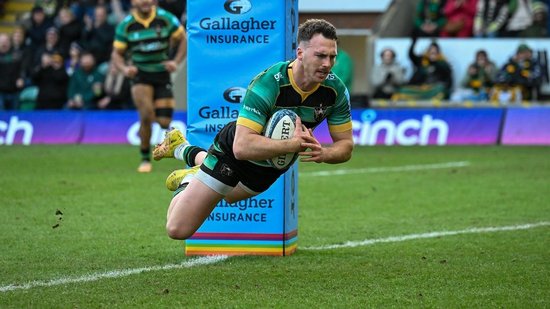 Tom James of Northampton Saints against Newcastle Falcons.