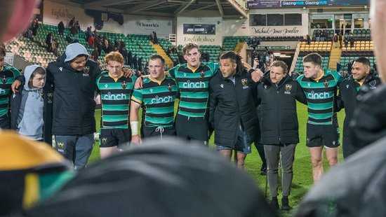 Northampton Saints huddle after a match