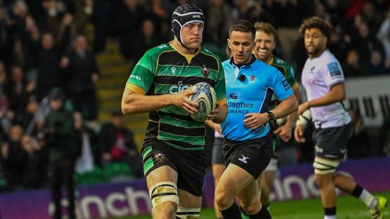 Alex Coles of Northampton Saints against Saracens.