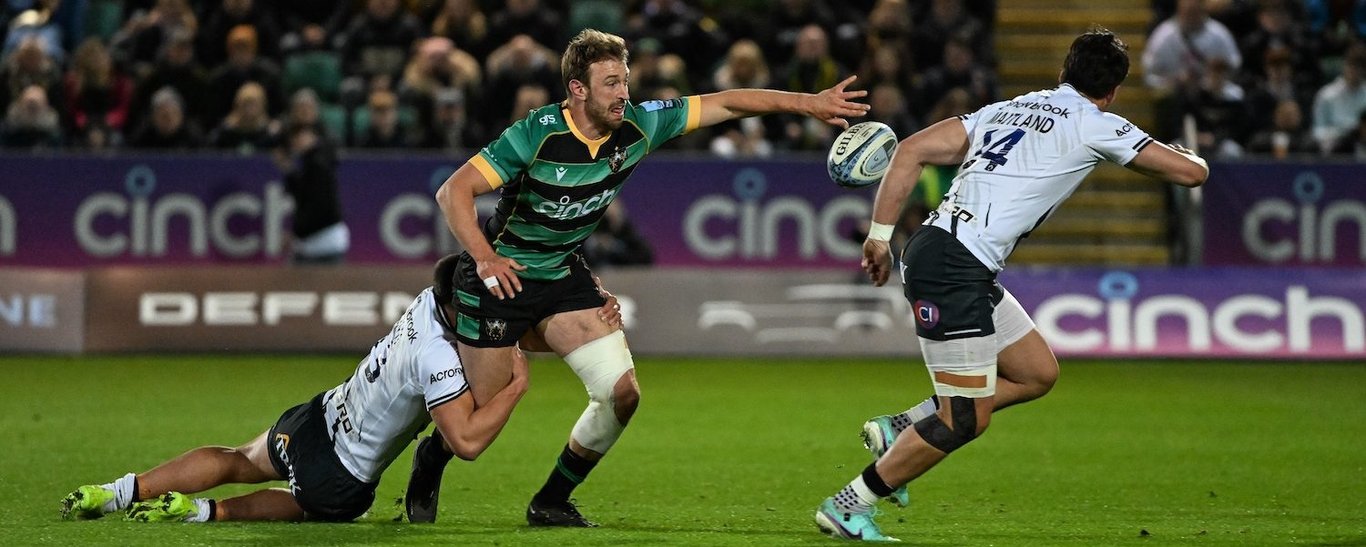 James Ramm of Northampton Saints against Saracens.