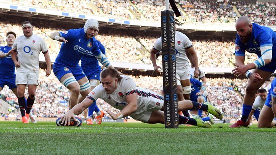Northampton Saints’ Ollie Sleightholme features for England.