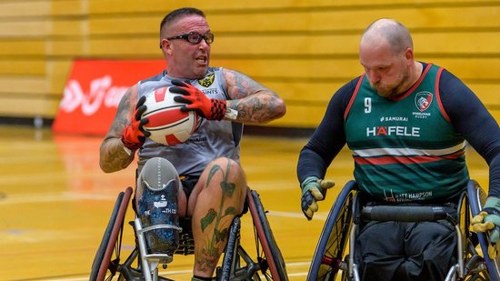 Saints Wheelchair Rugby side in action