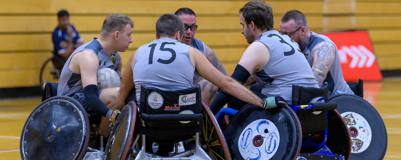 Saints Wheelchair Rugby side in action