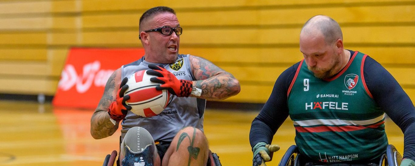 Saints Wheelchair Rugby side in action