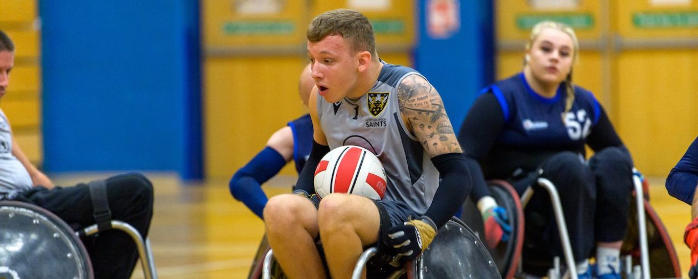 Saints Wheelchair Rugby side in action