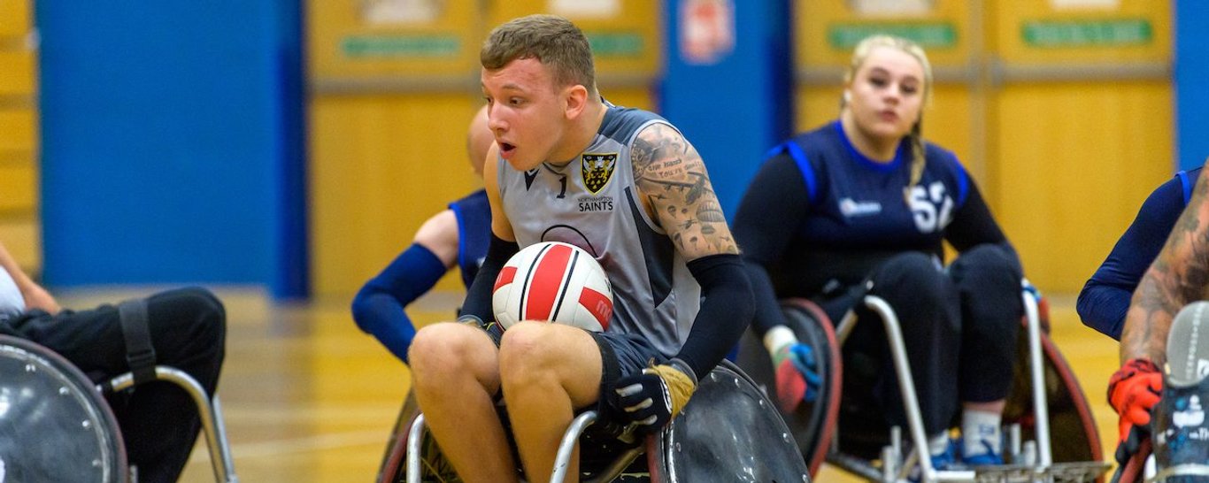 Saints Wheelchair Rugby side in action