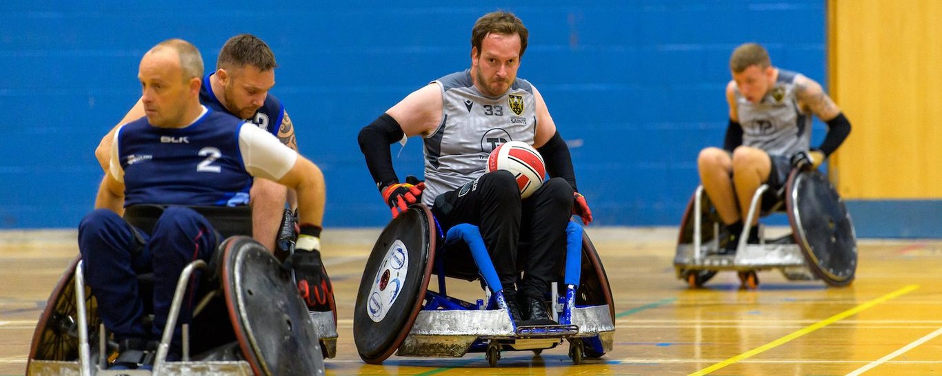 Saints Wheelchair Rugby side in action