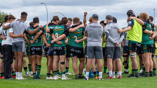 Northampton Saints Under-18s huddle before a game
