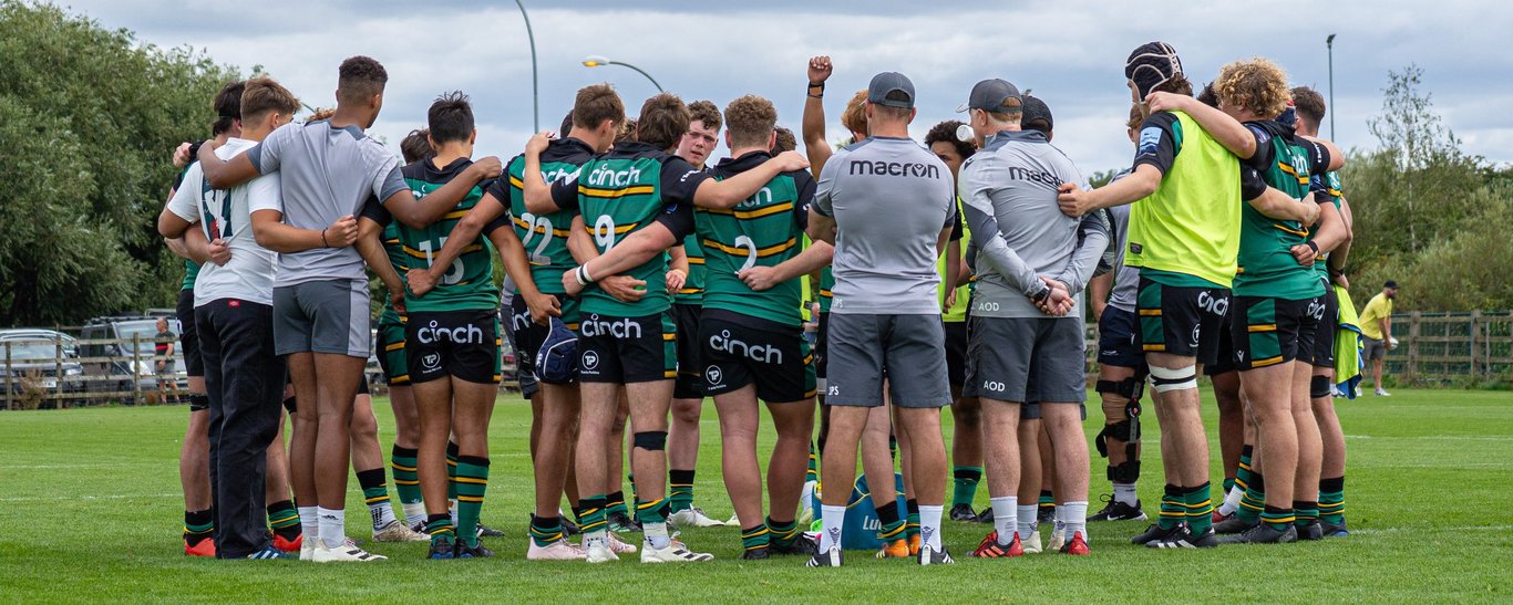 Northampton Saints Under-18s huddle before a game