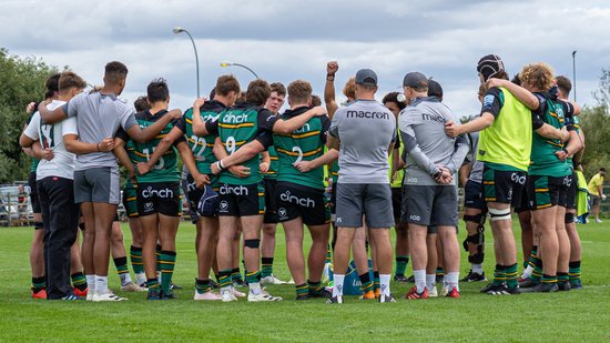 Northampton Saints Under-18s huddle before a game