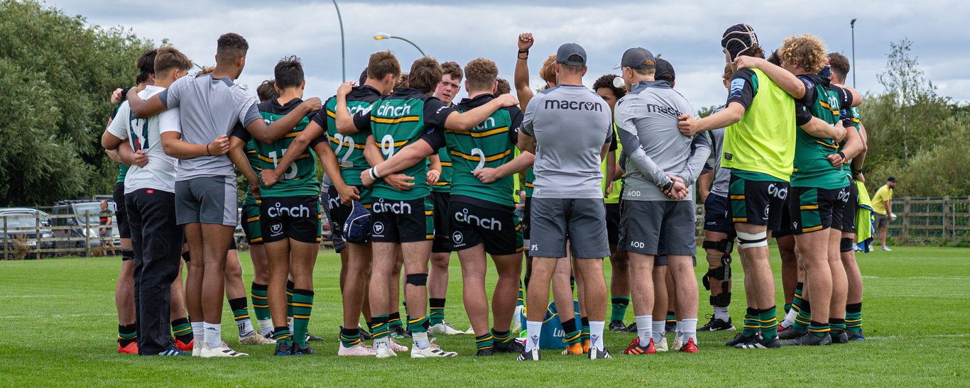 Northampton Saints Under-18s huddle before a game