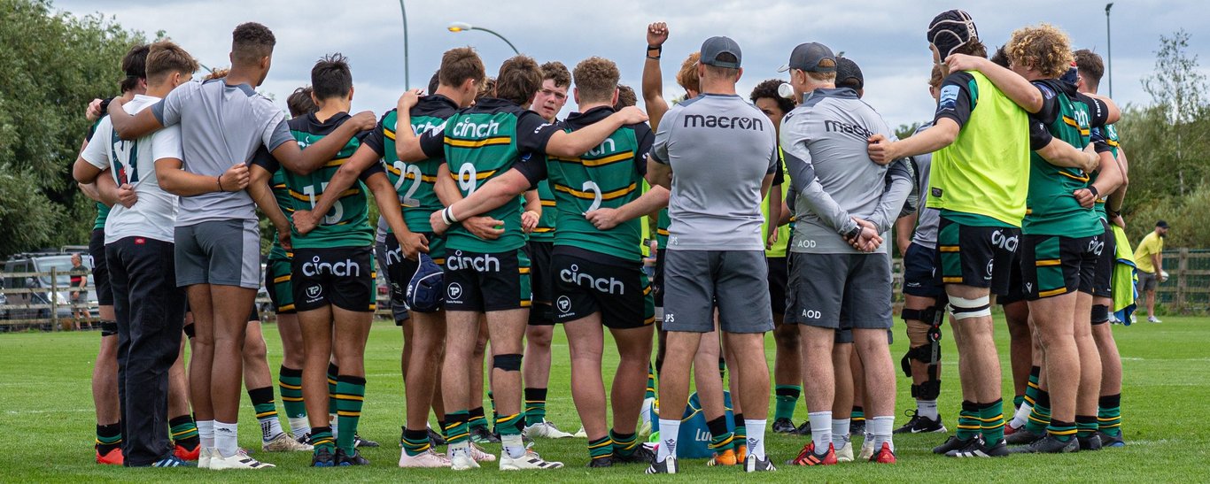 Northampton Saints Under-18s huddle before a game